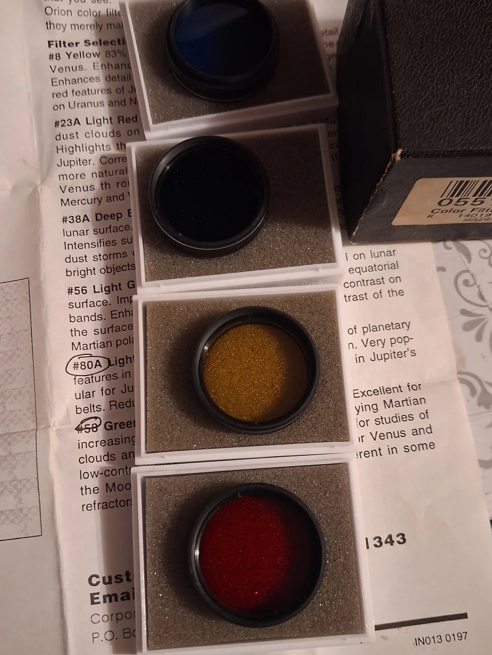 The Orion Advanced Set of 4 Filters for Astronomy is a high-quality set of color